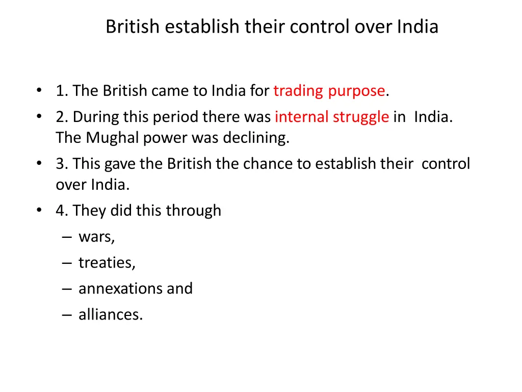 british establish their control overindia