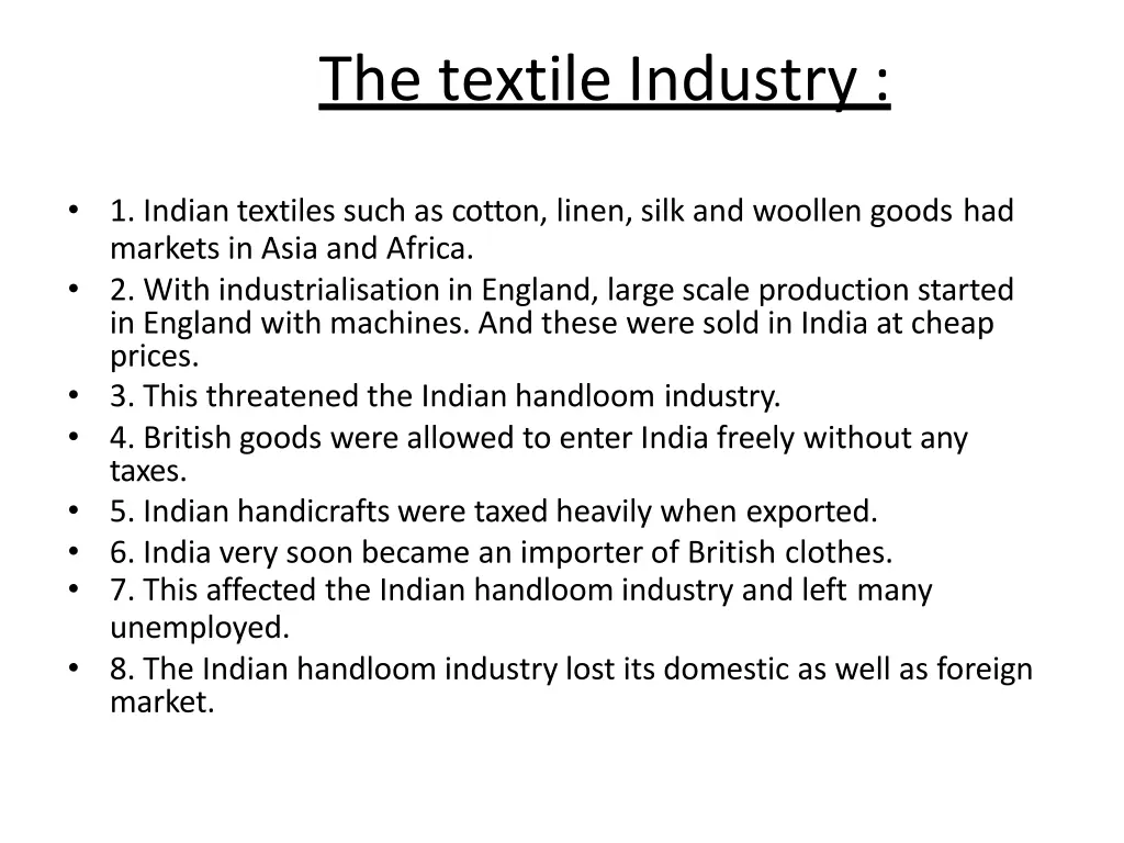 the textile industry