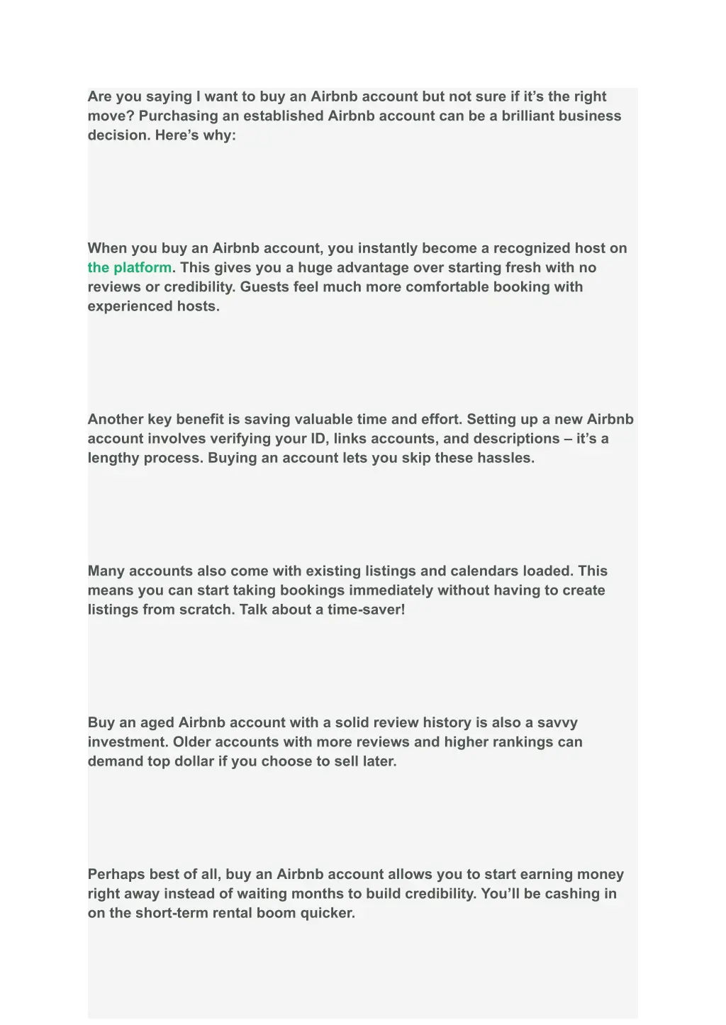 are you saying i want to buy an airbnb account