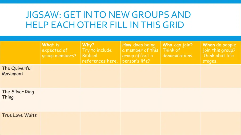 jigsaw get in to new groups and help each other