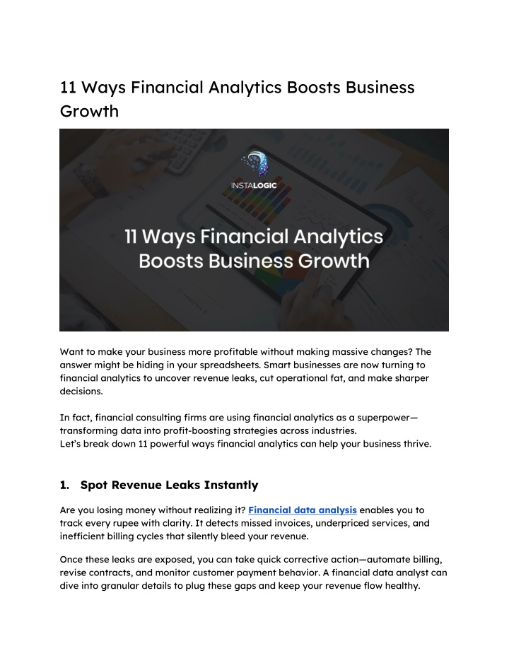 11 ways financial analytics boosts business growth