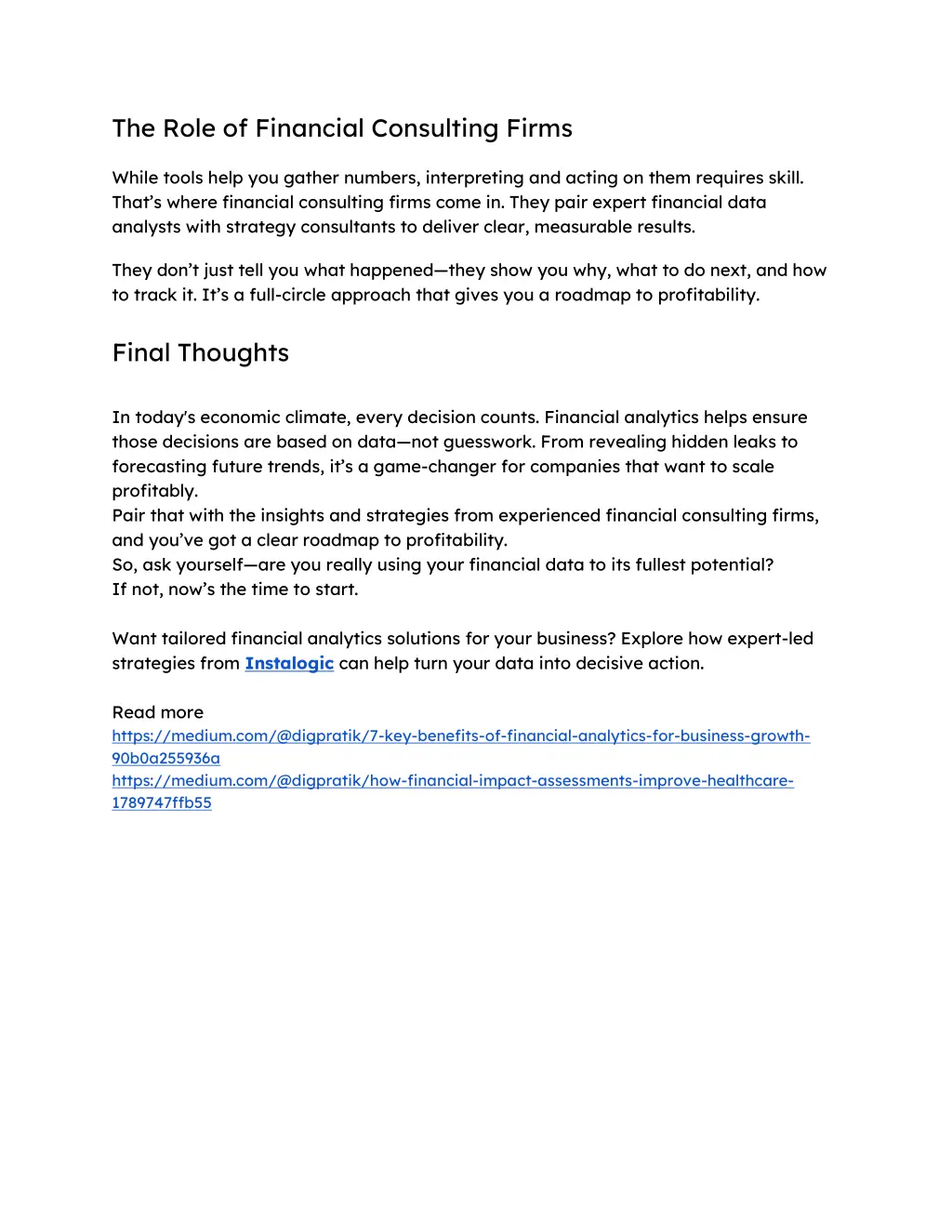 the role of financial consulting firms