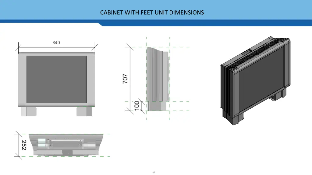 cabinet with feet unit dimensions