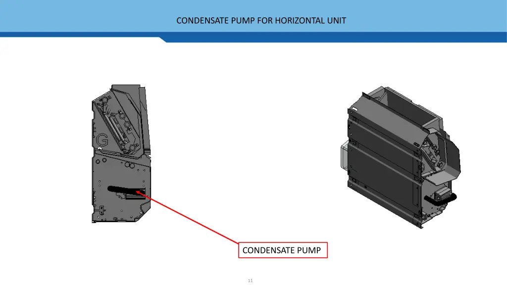 condensate pump for horizontal unit