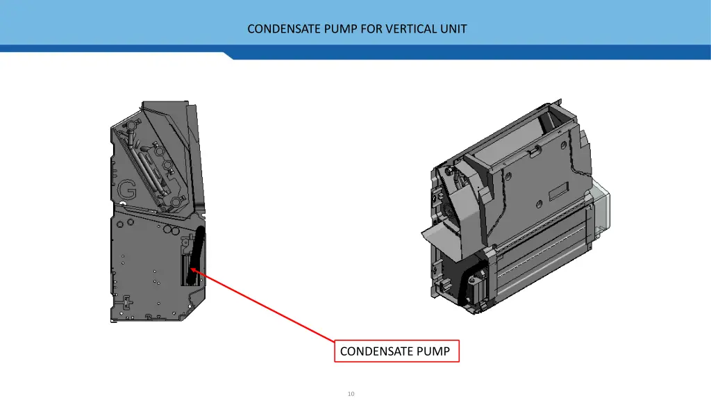 condensate pump for vertical unit