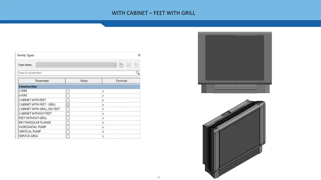 with cabinet feet with grill