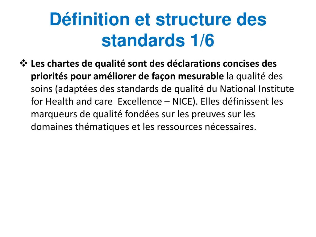 d finition et structure des standards 1 6