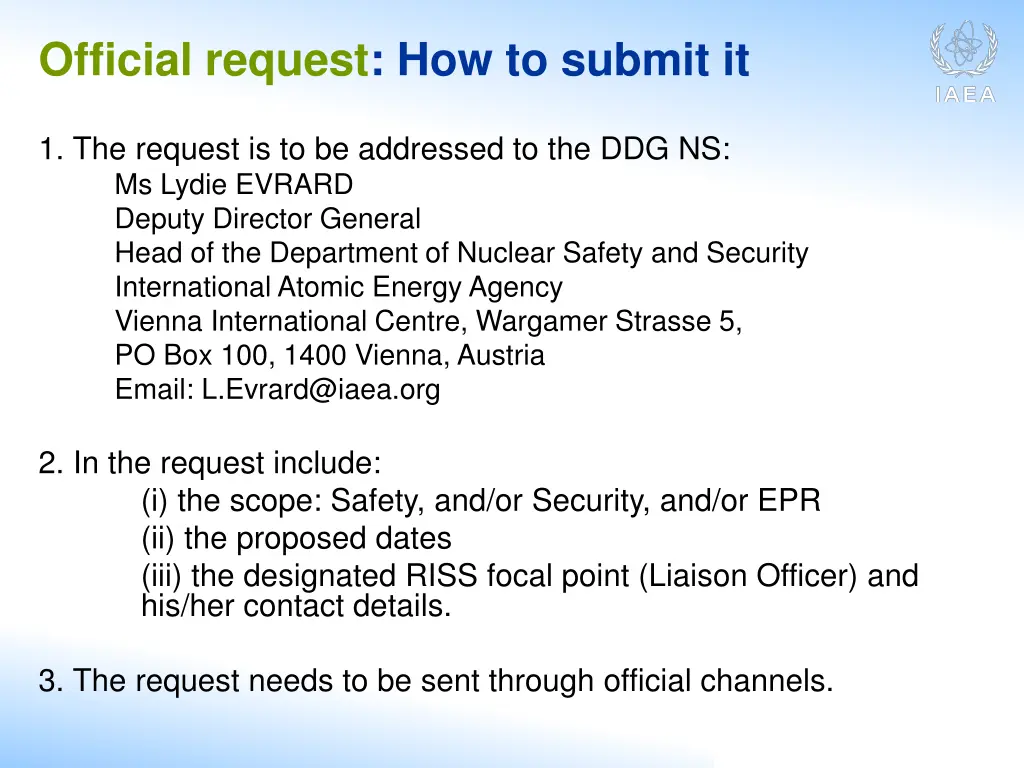 official request how to submit it