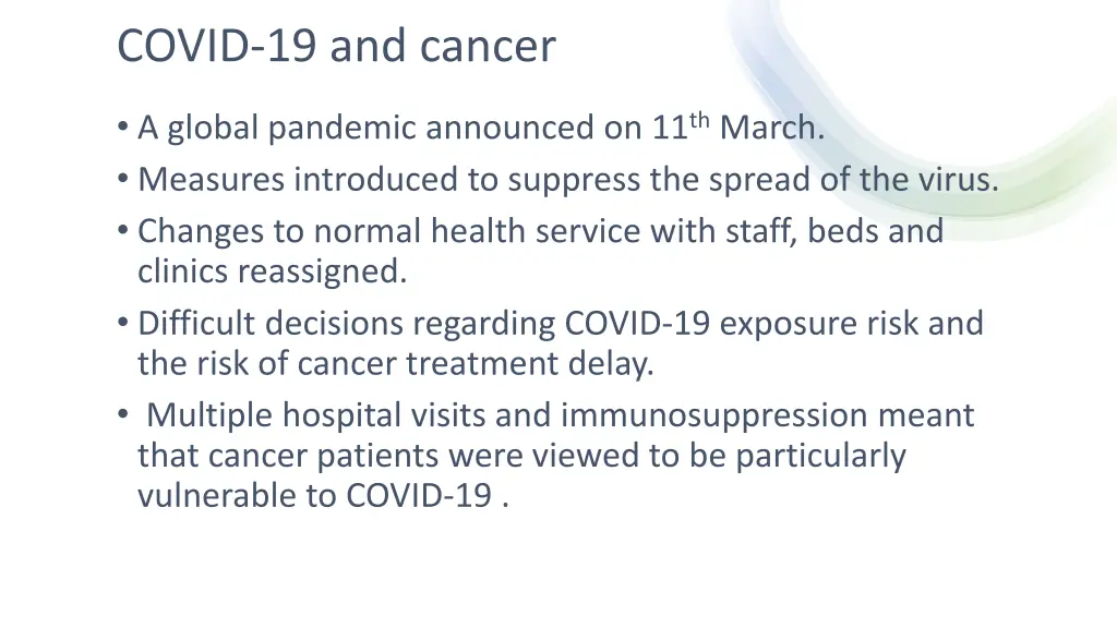 covid 19 and cancer