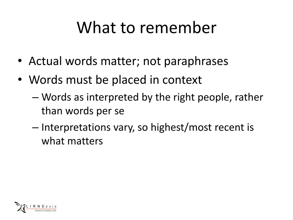 what to remember