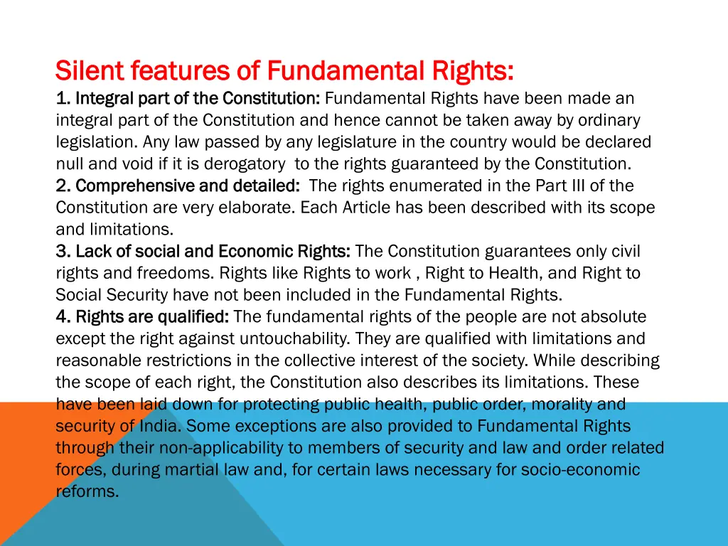 silent features of fundamental rights silent