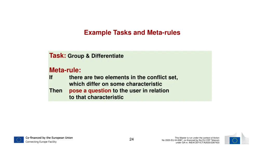 example tasks and meta rules
