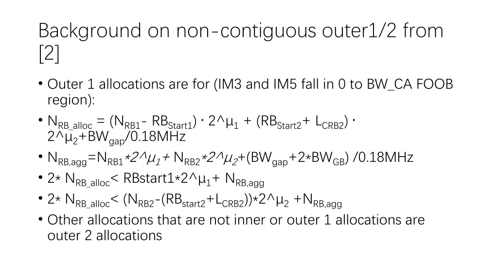 background on non contiguous outer1 2 from 2