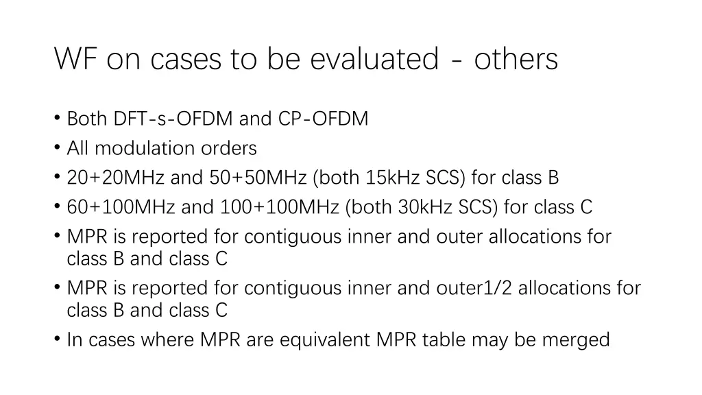 wf on cases to be evaluated others