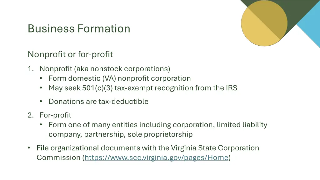 business formation