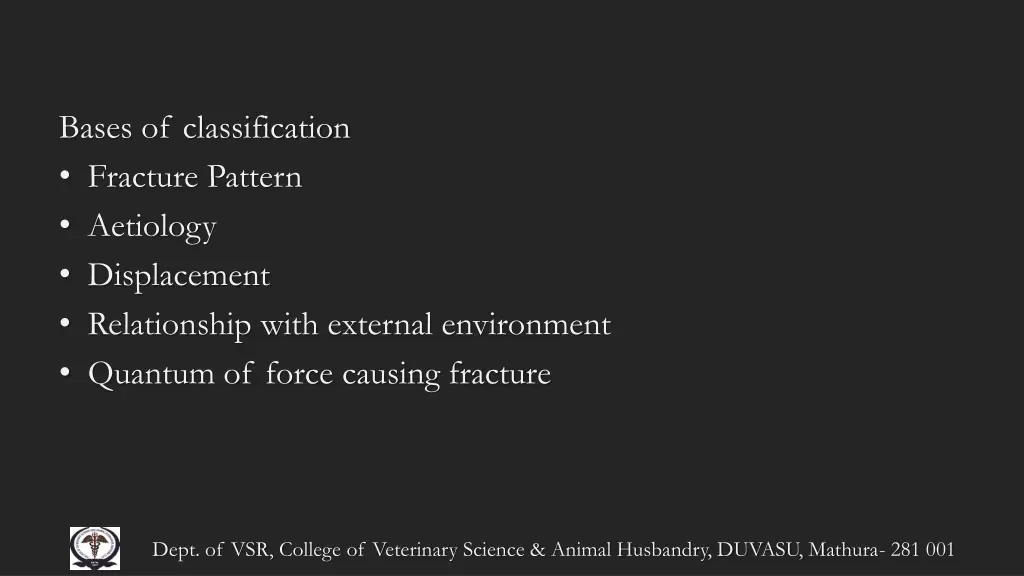 bases of classification fracture pattern