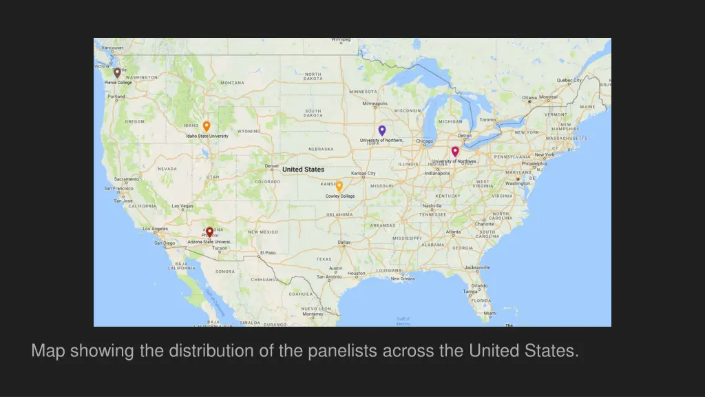 map showing the distribution of the panelists