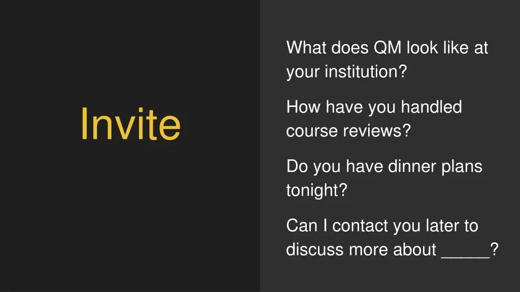 what does qm look like at your institution