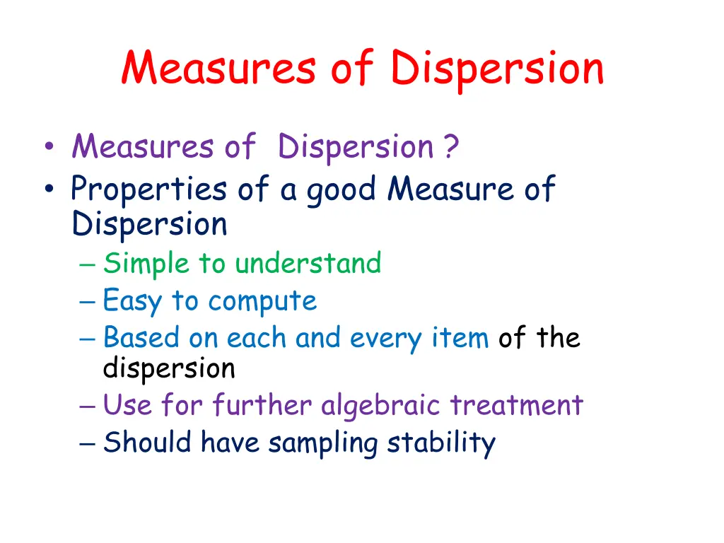 measures of dispersion