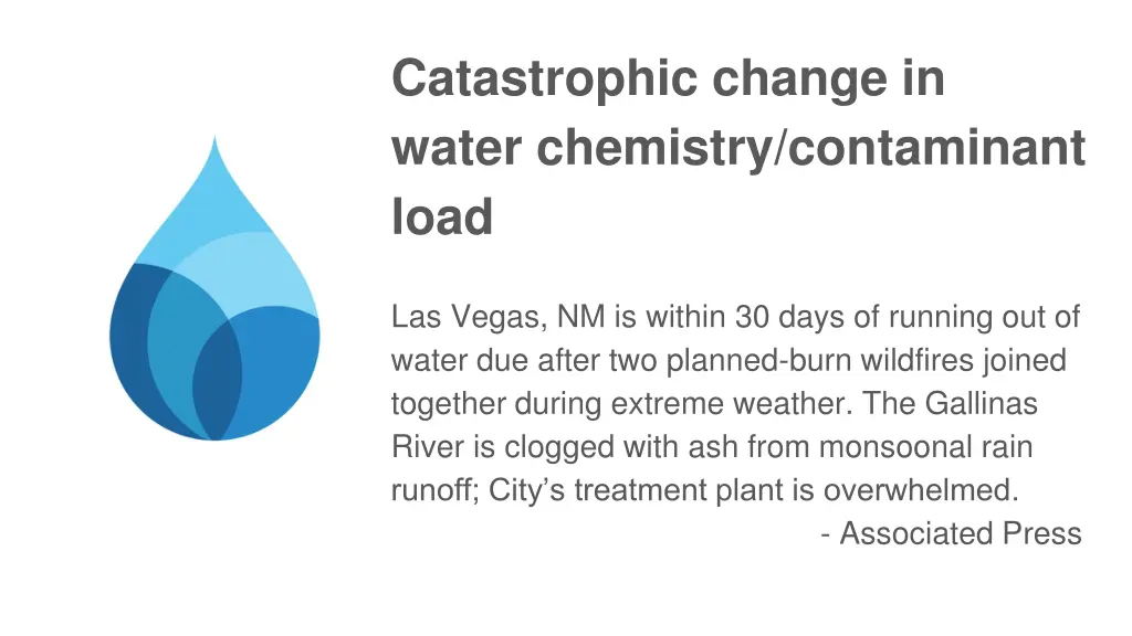 catastrophic change in water chemistry