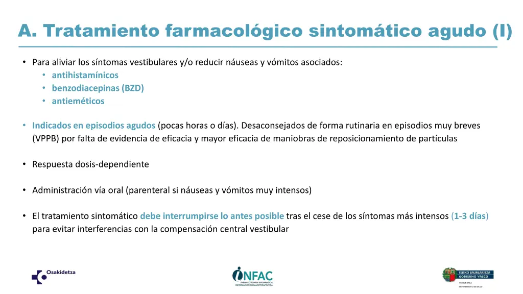 a tratamiento farmacol gico sintom tico agudo i