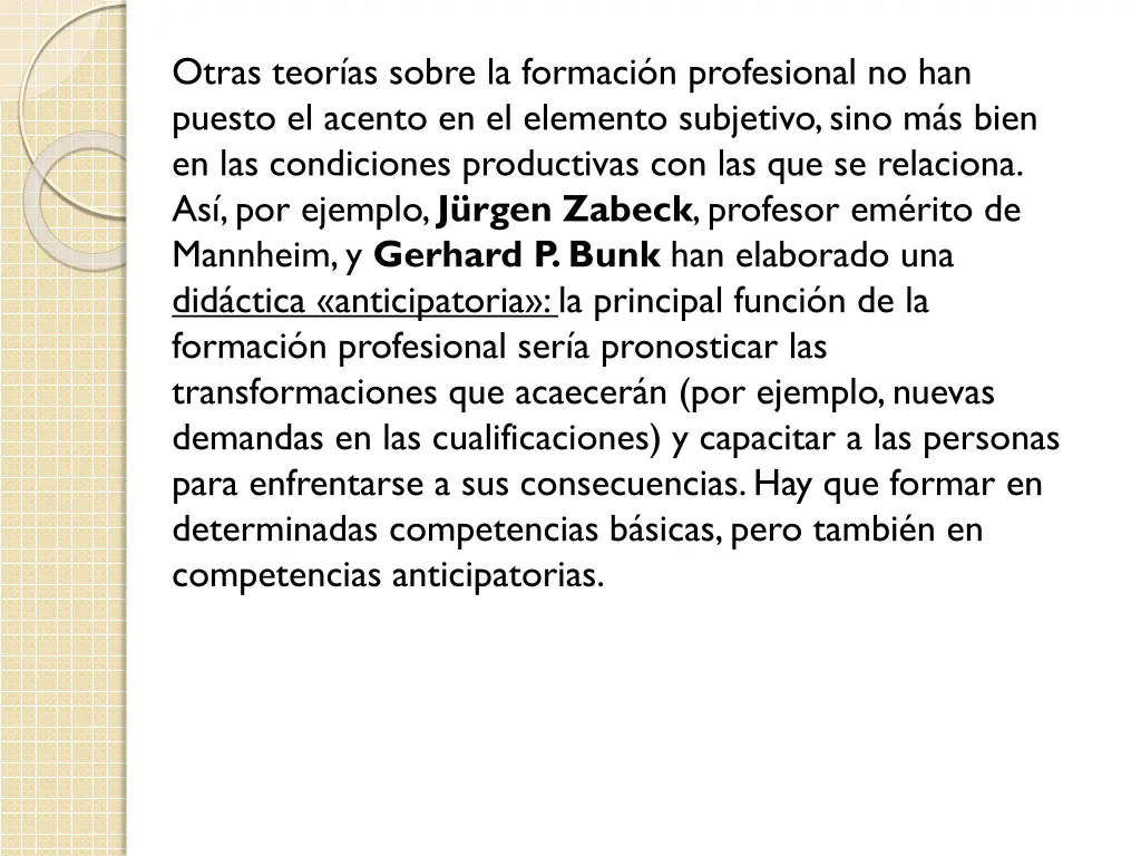 otras teor as sobre la formaci n profesional