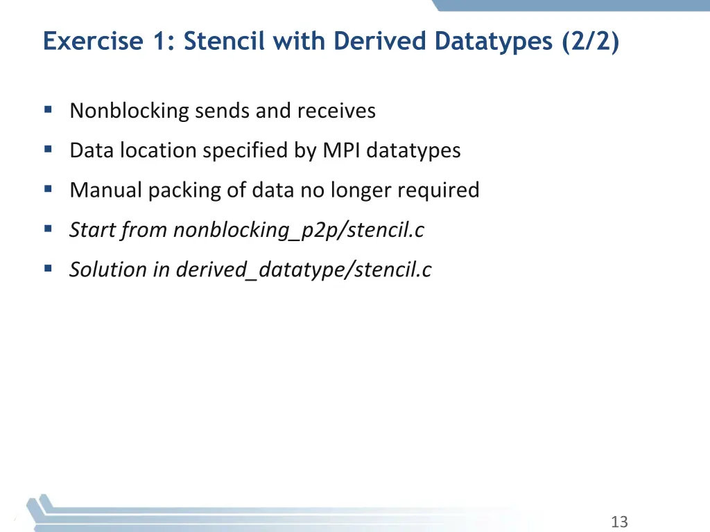 exercise 1 stencil with derived datatypes 2 2