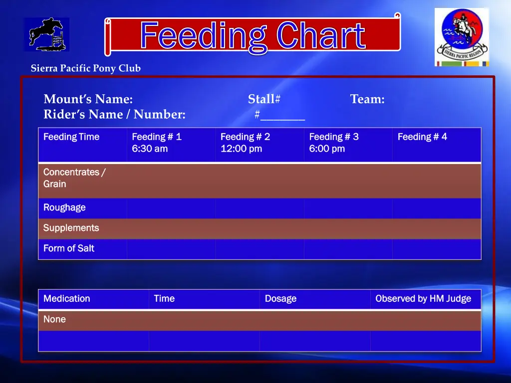 sierra pacific pony club feeding chart 1