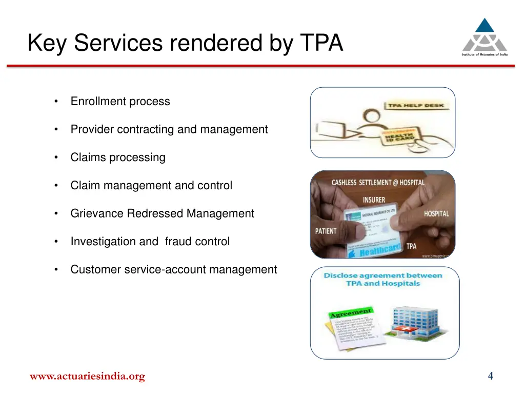 key services rendered by tpa
