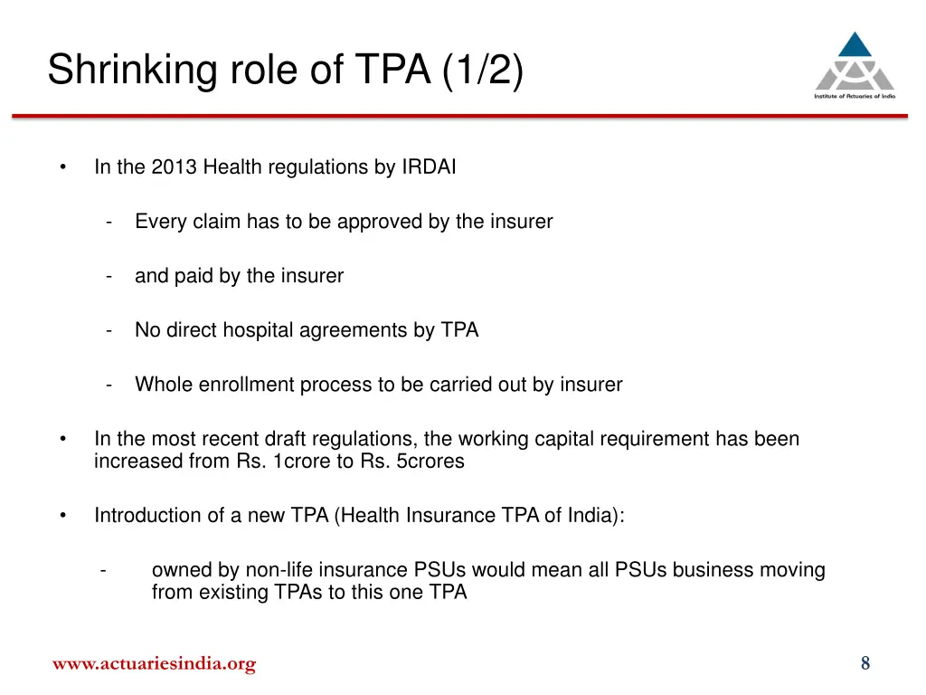 shrinking role of tpa 1 2