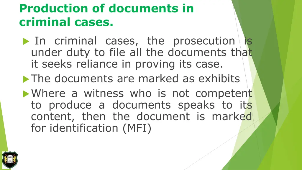production of documents in criminal cases