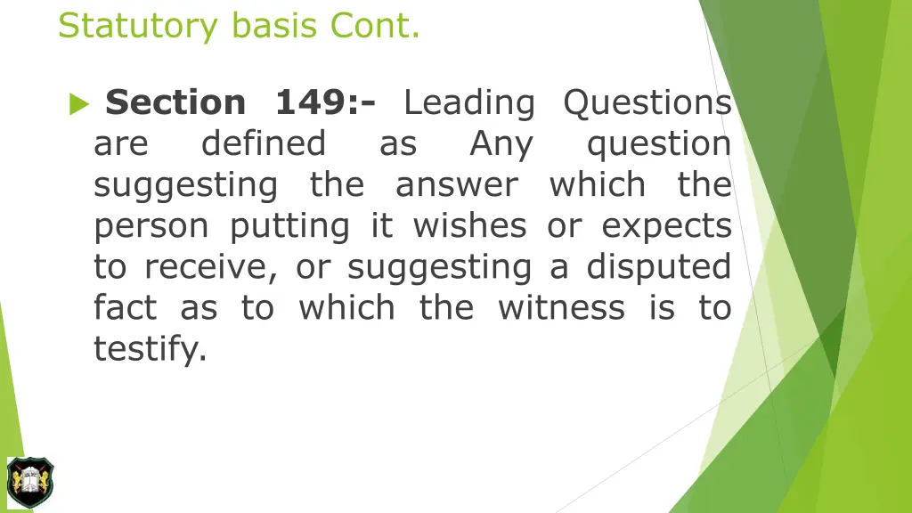 statutory basis cont