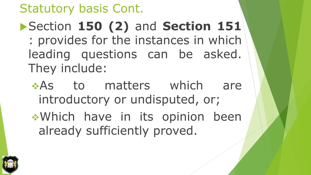 statutory basis cont section 150 2 and section