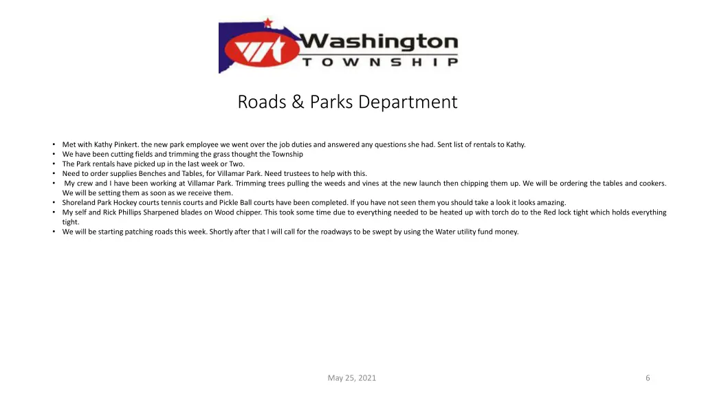 roads parks department