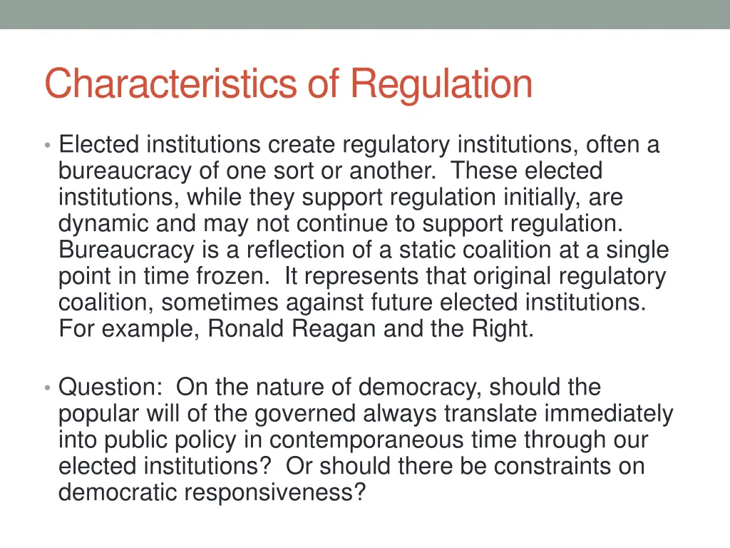 characteristics of regulation