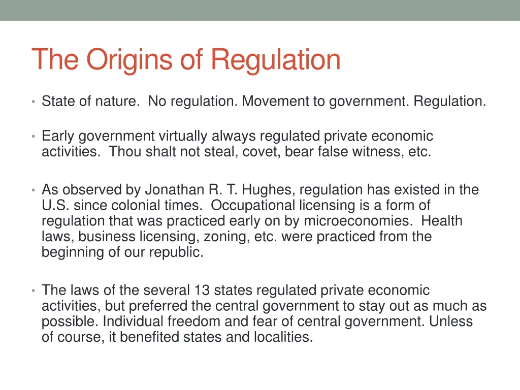 the origins of regulation