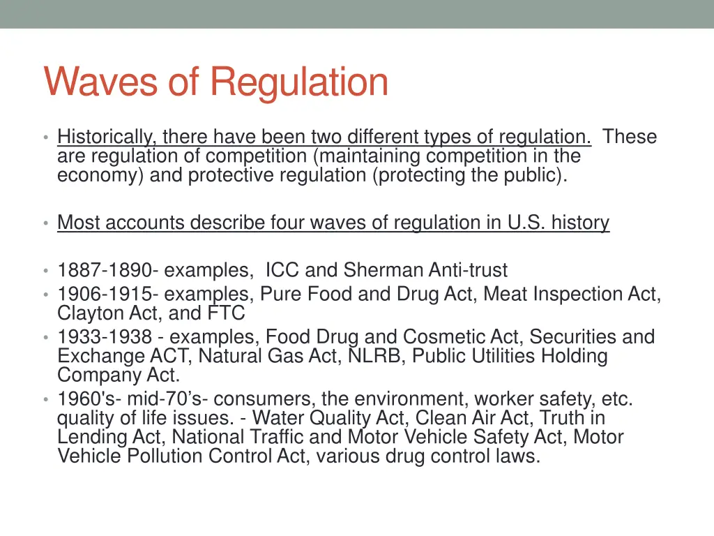 waves of regulation