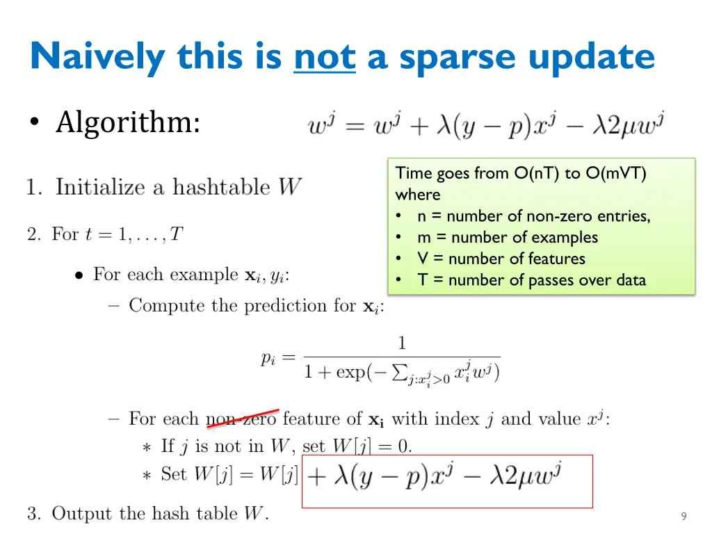 naively this is not a sparse update