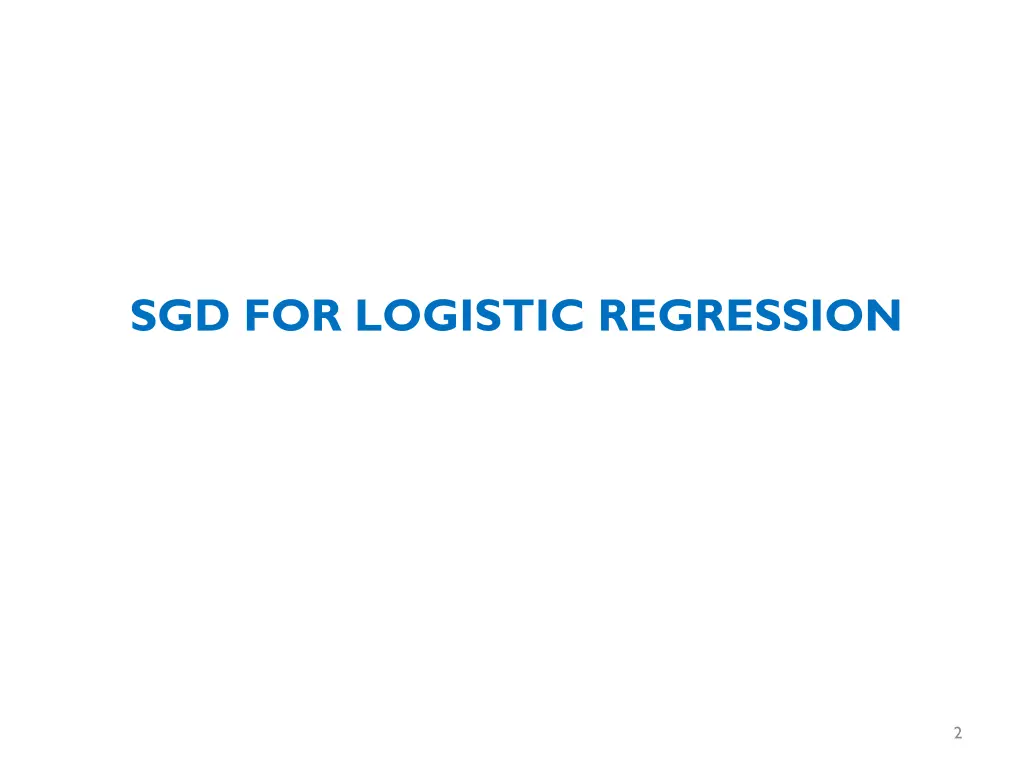 sgd for logistic regression
