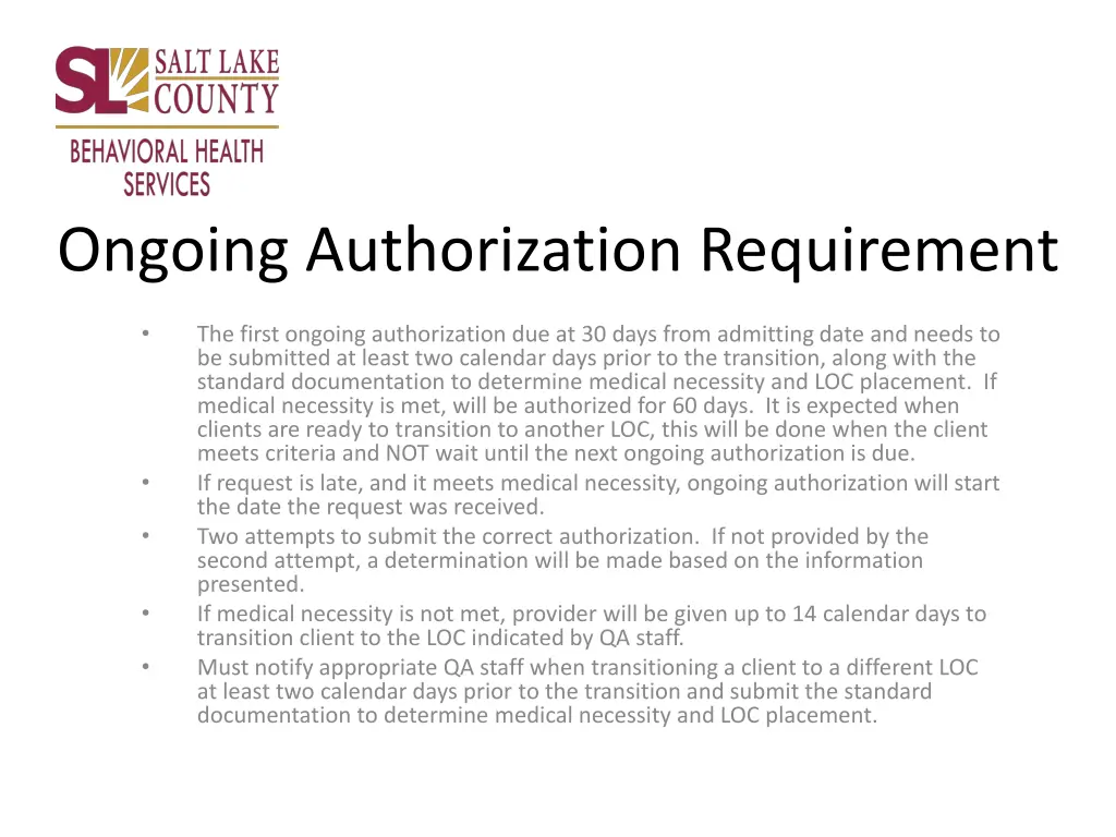 ongoing authorization requirement