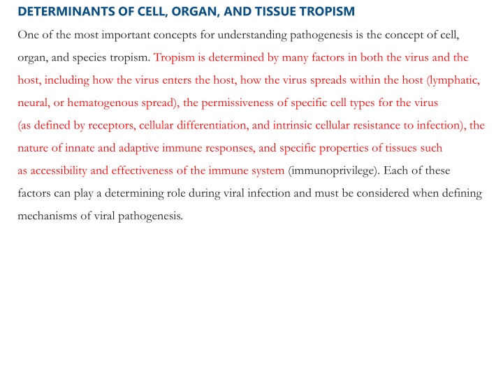 determinants of cell organ and tissue tropism