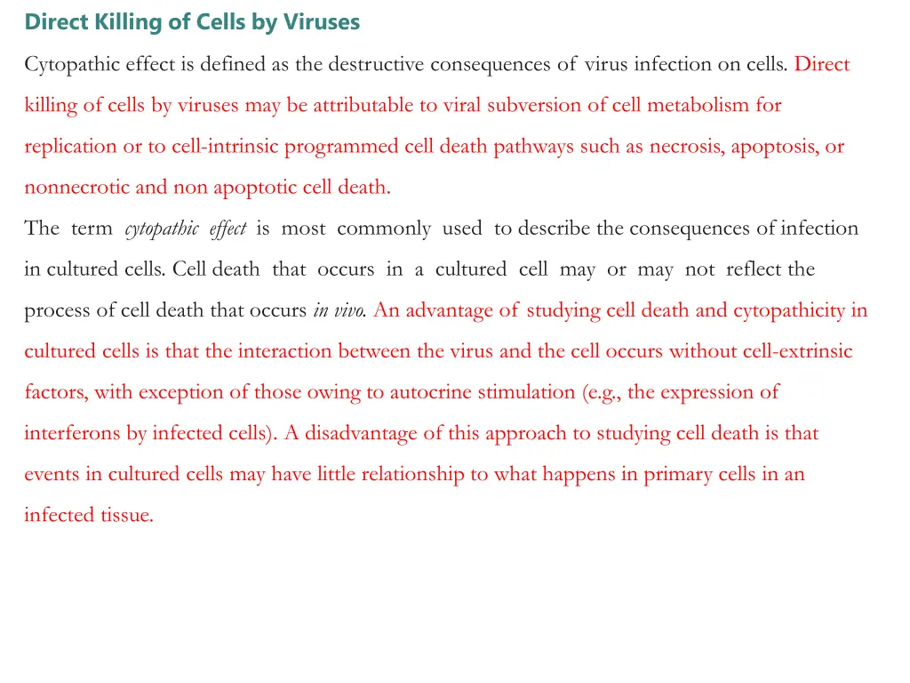 direct killing of cells by viruses