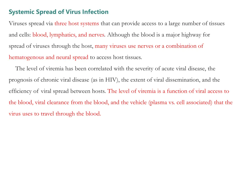 systemic spread of virus infection