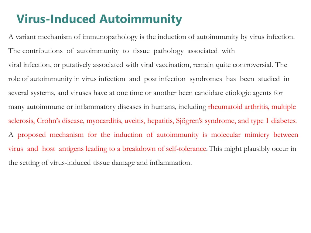 virus induced autoimmunity