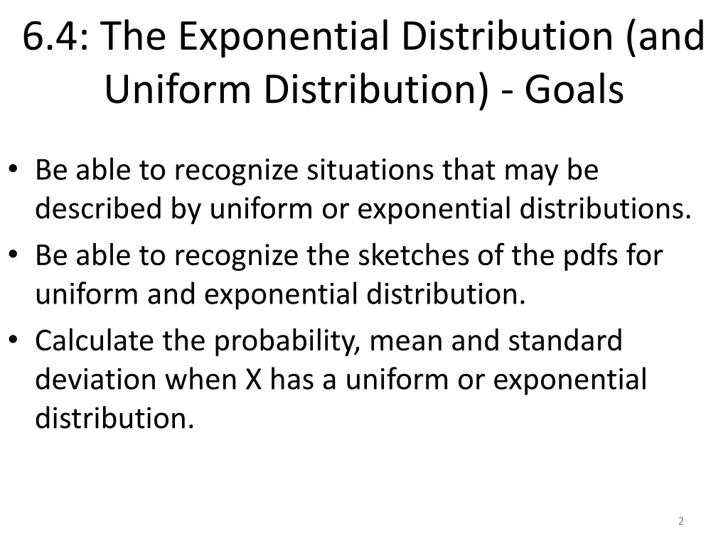 6 4 the exponential distribution and uniform