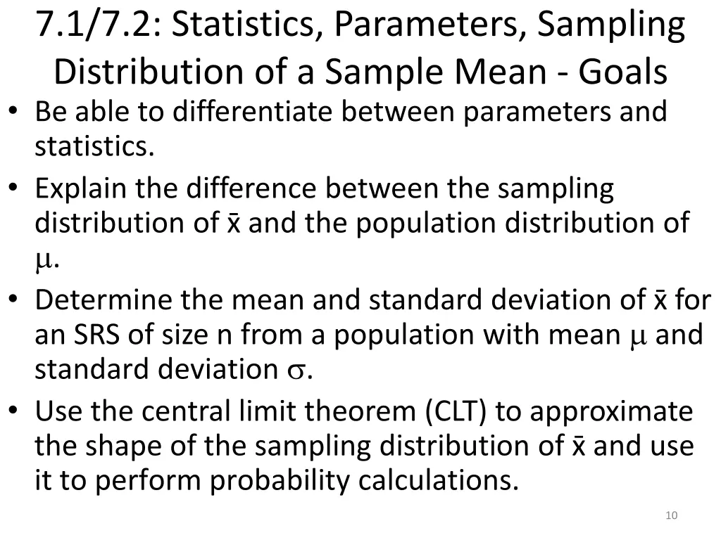 7 1 7 2 statistics parameters sampling