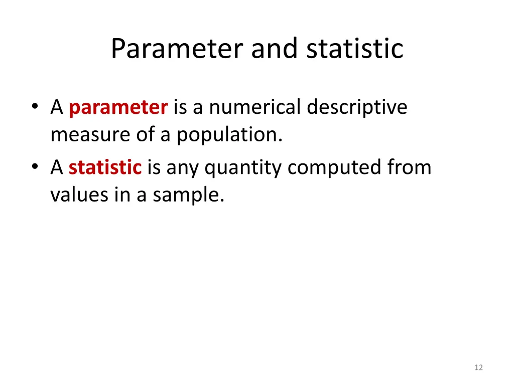 parameter and statistic