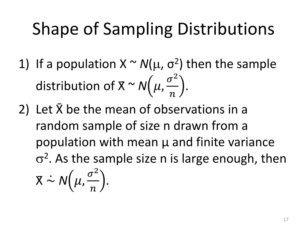 shape of sampling distributions