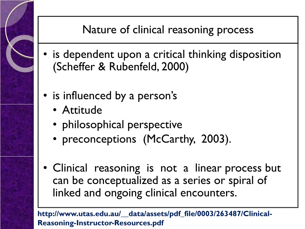 nature of clinical reasoning process