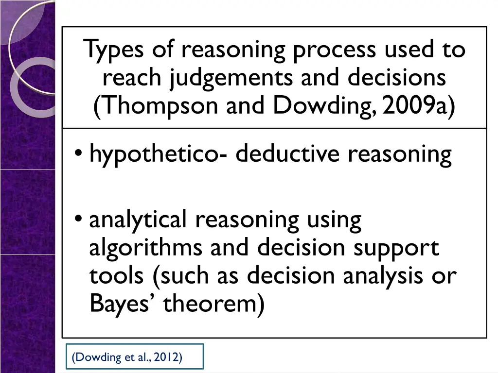 types of reasoning process used to reach
